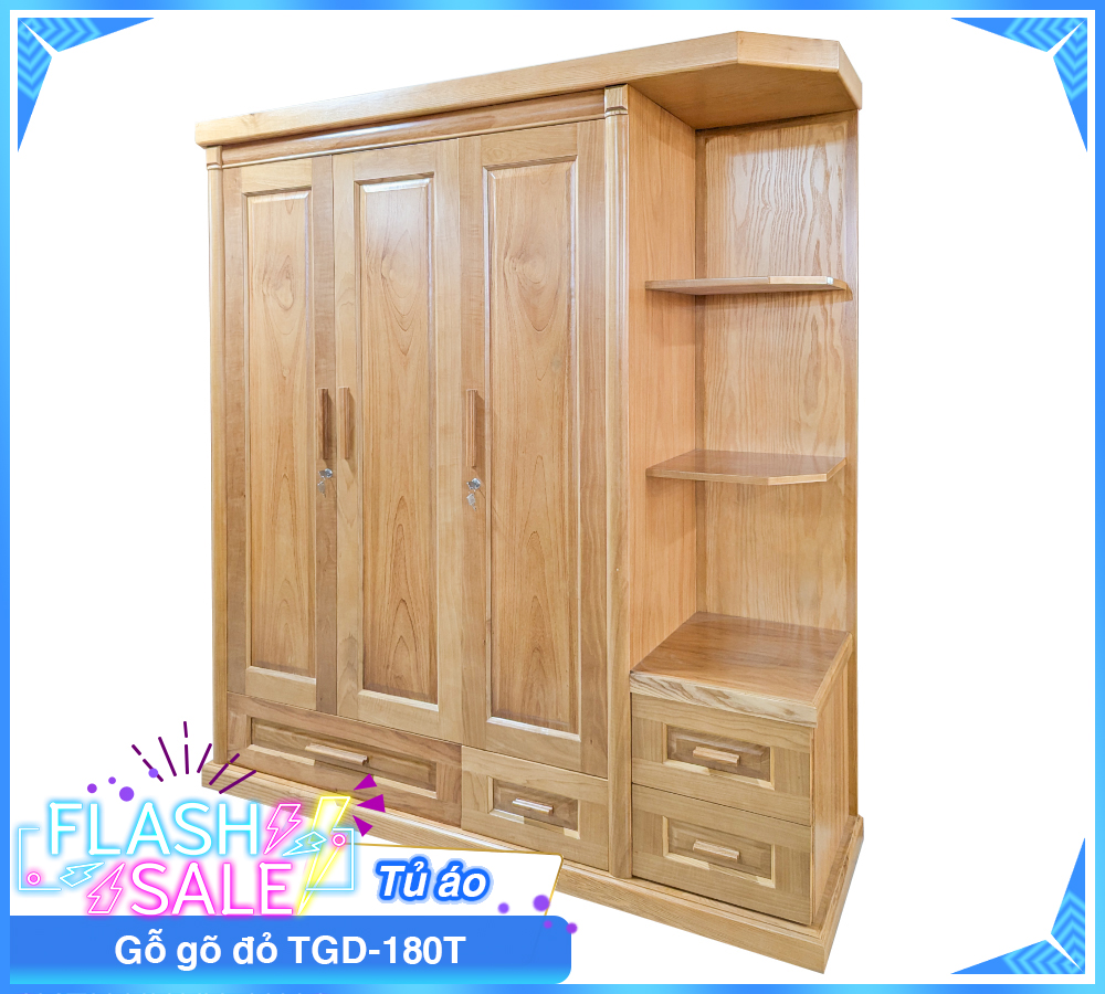 Tủ Áo Gỗ Gõ Đỏ TGD-180T