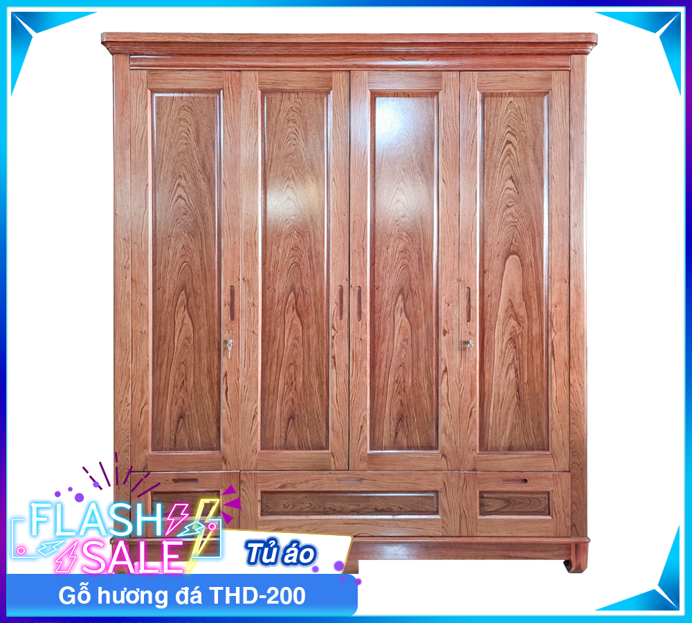 Tủ Áo Gỗ Hương Đá THD-200
