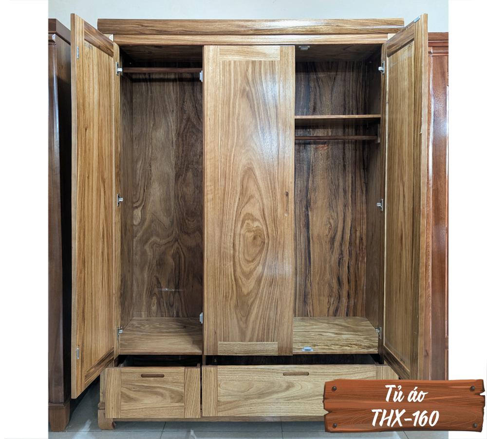 Tủ Áo Gỗ Hương Xám THX-160-3