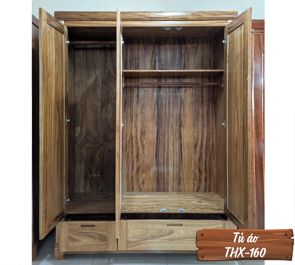 Tủ Áo Gỗ Hương Xám THX-160-3