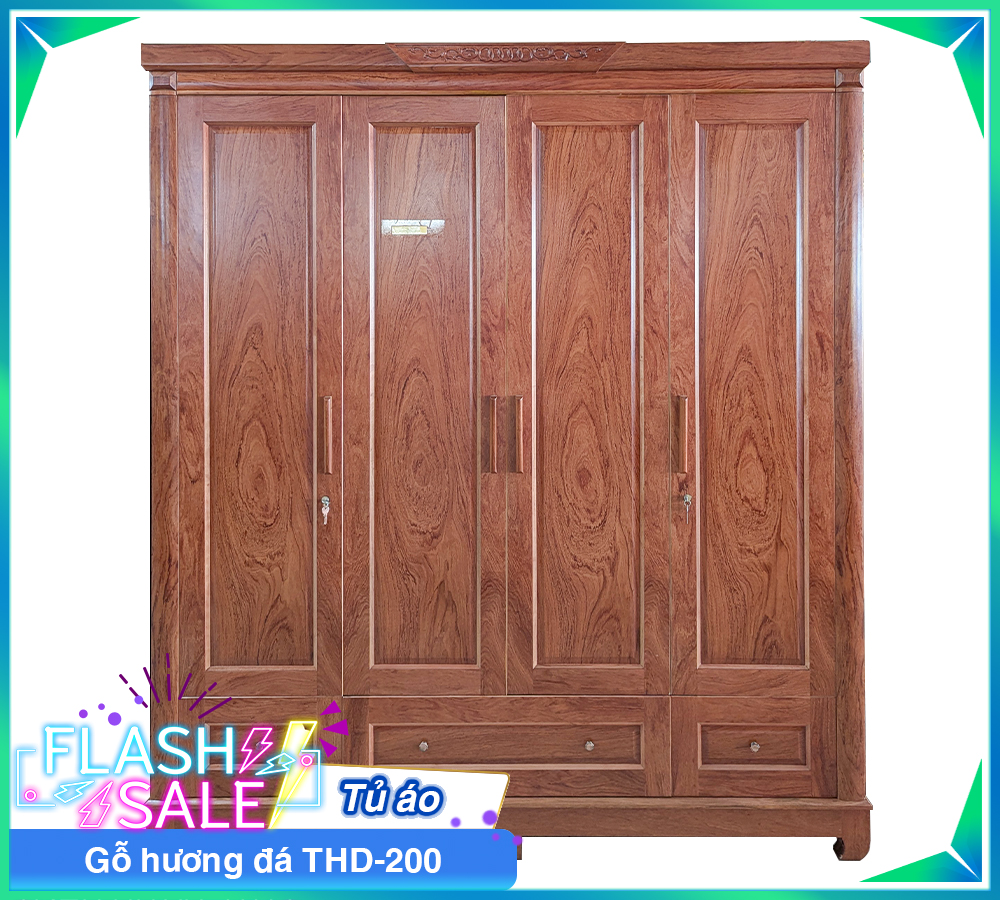 Tủ Áo Gỗ Hương Đá THD-200