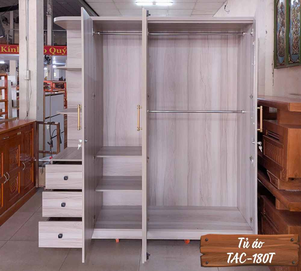 Tủ Áo Gỗ MDF Chống Ẩm TAC-180T-3