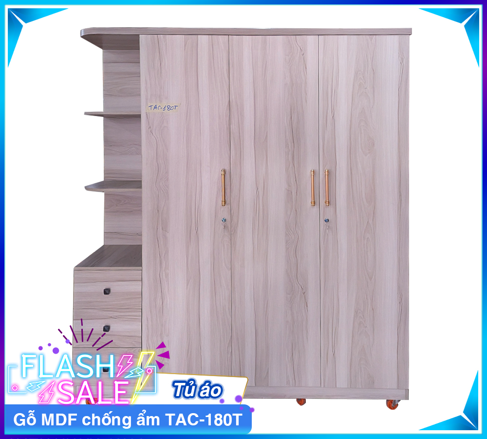 Tủ Áo Gỗ MDF Chống Ẩm TAC-180T-3