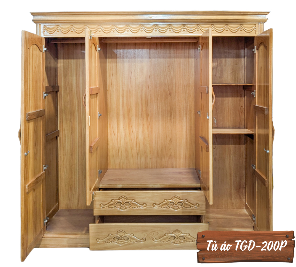 Tủ Áo Gỗ Gõ Đỏ TGD-200P