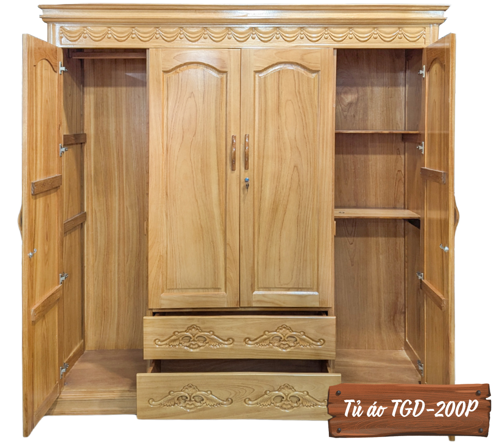 Tủ Áo Gỗ Gõ Đỏ TGD-200P