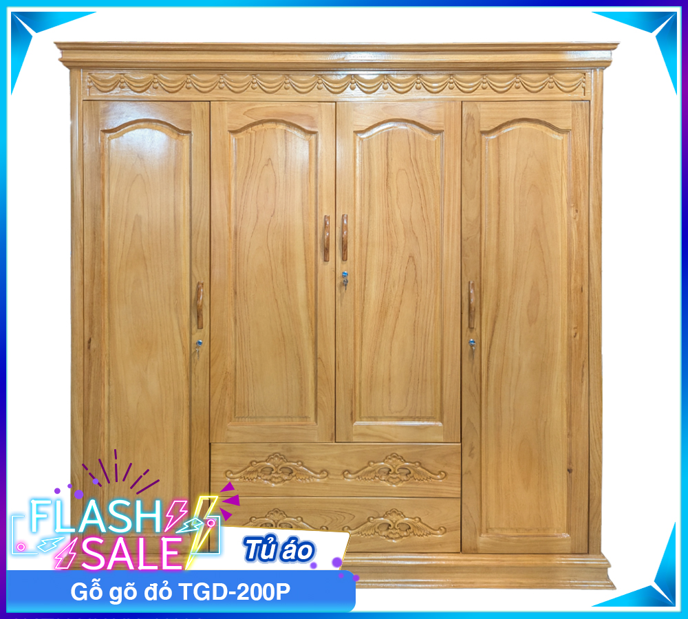 Tủ Áo Gỗ Gõ Đỏ TGD-200P