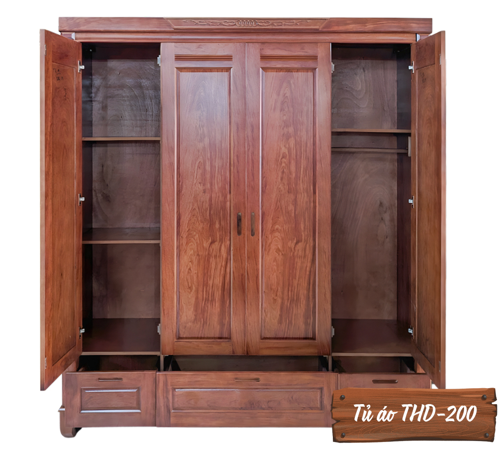 Tủ Áo Gỗ Hương Đá THD-200
