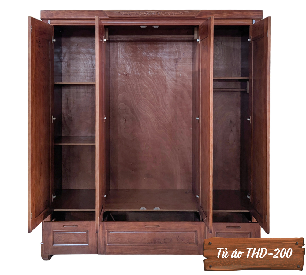 Tủ Áo Gỗ Hương Đá THD-200