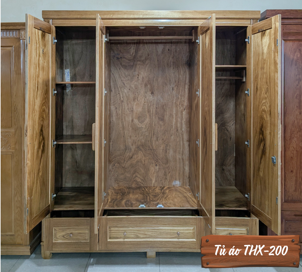 Tủ Áo Gỗ Hương Xám THX-200-1  