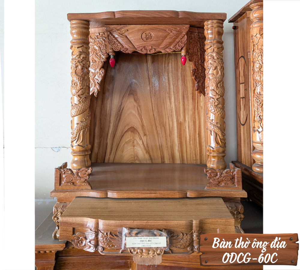 Bàn Thờ Ông Địa Gỗ Căm-Gõ ODCG-60C-1