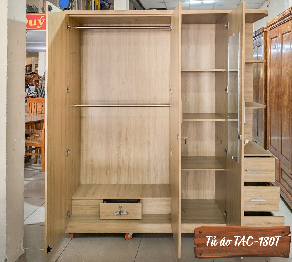 Tủ Áo Gỗ MDF Chống Ẩm TAC-180T-2