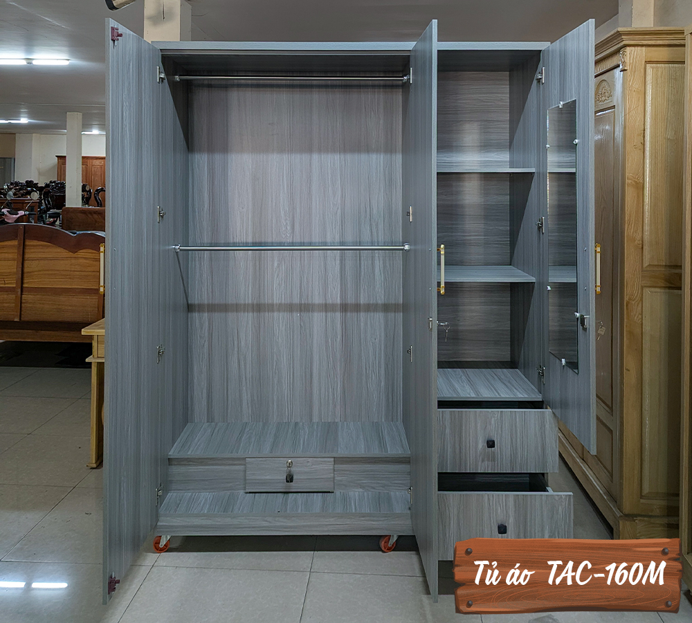Tủ Áo Gỗ MDF Chống Ẩm TAC-160M-3    