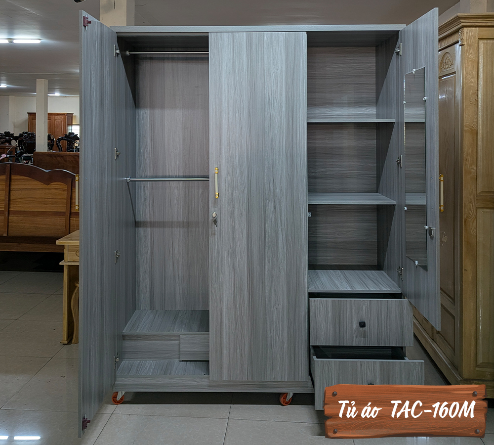Tủ Áo Gỗ MDF Chống Ẩm TAC-160M-3    