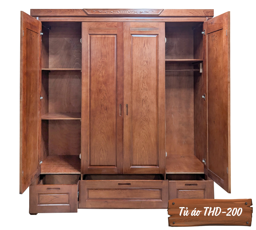 Tủ Áo Gỗ Hương Đá THD-200	