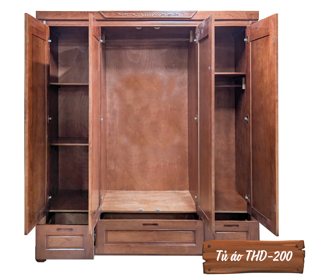 Tủ Áo Gỗ Hương Đá THD-200	