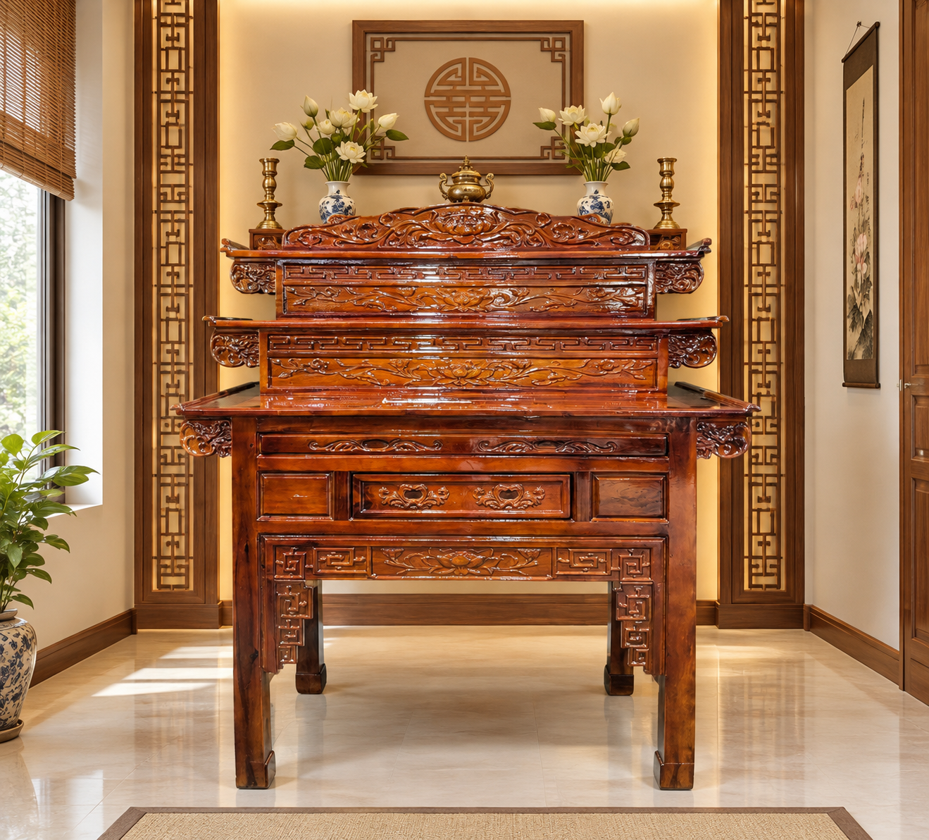 Bàn Thờ Gỗ Tự Nhiên BT3T-147-3    