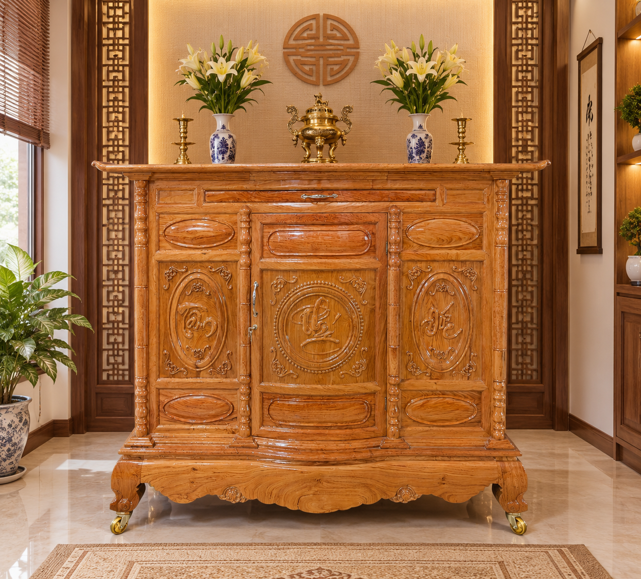 Tủ Thờ Gỗ Hương Đá TTHD-154-5